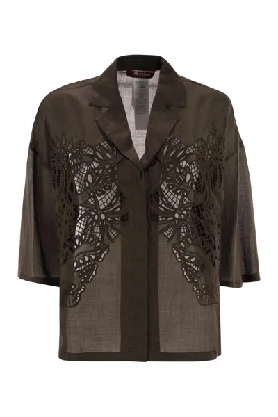 MAX MARA MAX MARA STUDIO LEGNO - BOXY SHIRT IN RAMIE CANVAS