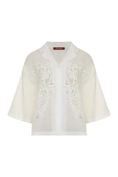 Max Mara Studio Legno Ramie Shirts In White