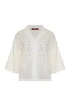 Max Mara Relaxed Fit Shirt With Cut-out Embroidery In White
