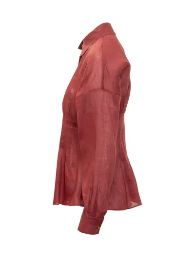 Max Mara Studio Light Knit Shirt With Pince For Spring 2025 In Rosso Mattone