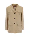 Max Mara Beige Notched Lapel Blazer In Neutral