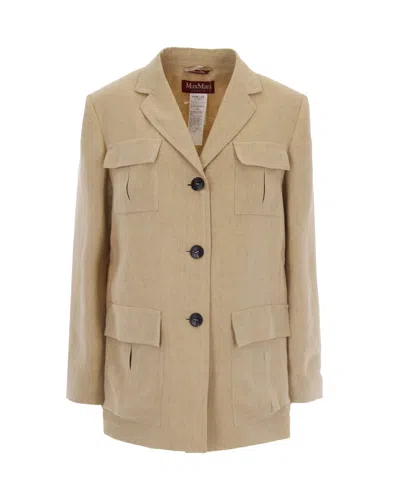 Max Mara Studio Linen Blazer In Coloniale