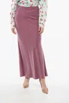 Max Mara Studio Linen Blend Goyali Skirt With Slit In Purple