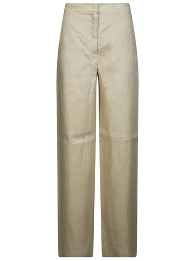 Max Mara Studio Linen Trousers In Brown