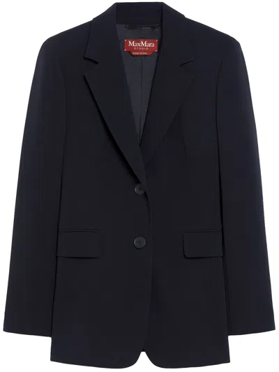 Max Mara Single-breasted Wool Broadcloth Blazer In Black