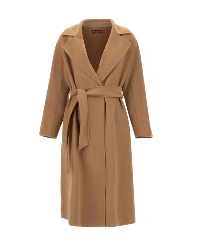 Max Mara Studio Long Belted Wrap Coat In Multi