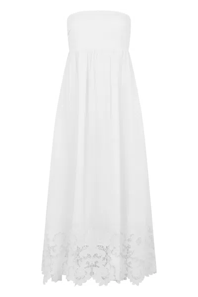 Max Mara Studio Long Linen Dress Without Straps In White