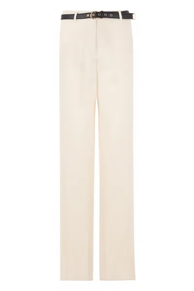 Max Mara Studio Long Pants With Belt In Metallic