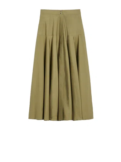 Max Mara Studio Long Pleated Skirt In Green