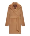 Max Mara Studio Long-sleeved Belted Coat In Brown