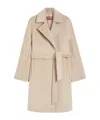 Max Mara Studio Long-sleeved Belted Coat In Neutral
