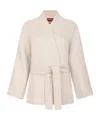 Max Mara Studio Long-sleeved Belted Coat In White