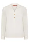 Max Mara Studio Long-sleeve Silk Polo In White