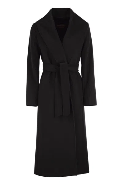 Max Mara Studio Loriana - Wool Drap Coat In Black
