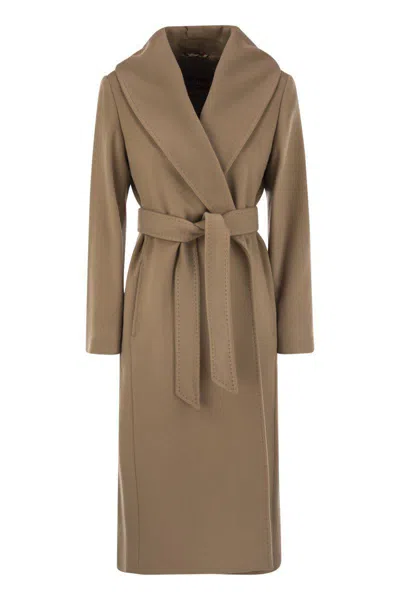 Max Mara Studio Mstcles Belted Kimono-sleeve Coat In Brown