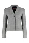 Max Mara Tailored Grey Wool Blazer With Classic Plaid Pattern In Multi
