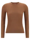 Max Mara Marabu Sequin-embellished Ribbed Sweater In Brown