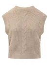 Max Mara Studio  Studio Braided Knit Vest Beige In Neutral
