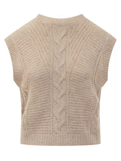 Max Mara Studio  Studio Braided Knit Vest Beige In Neutral
