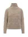 Max Mara Studio  Studio Braided Sweater With High Neck In Neutral
