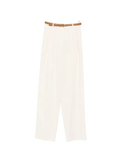 Max Mara Studio  Studio Ivory Trousers In Animal Print