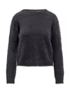 Max Mara Studio  Studio Sweater In Alpaca And Anthracite Wool In Blue