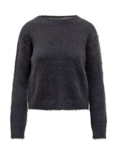 Max Mara Studio  Studio Sweater In Alpaca And Anthracite Wool In Blue