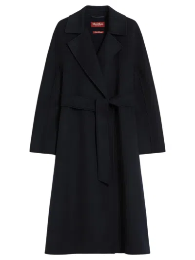 Max Mara Studio Maximal Double-drap Wool, Cashmere & Silk Wrap Jacket With Kimono Sleeves In Blu