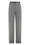 Max Mara Studio Mazurca Prince Of Wales Motif Wool Trousers In Gray