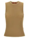 Max Mara Studio Metallic-ribbed Technical Tank Top In Gold