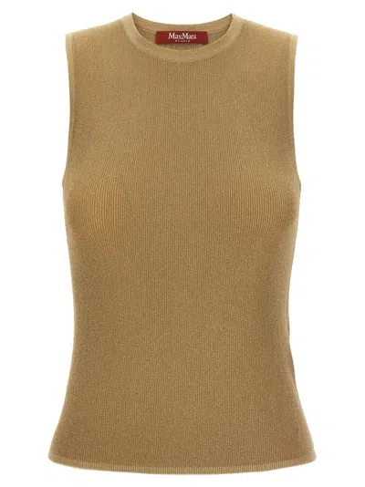 Max Mara Studio Metallic-ribbed Technical Tank Top In Gold