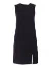Max Mara Studio Crewneck Sleeveless Midi Dress In Blue