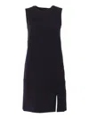 Max Mara Studio Crewneck Sleeveless Midi Dress In Blue
