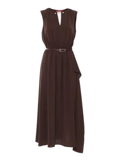 Max Mara Studio Midi Dress In Brown