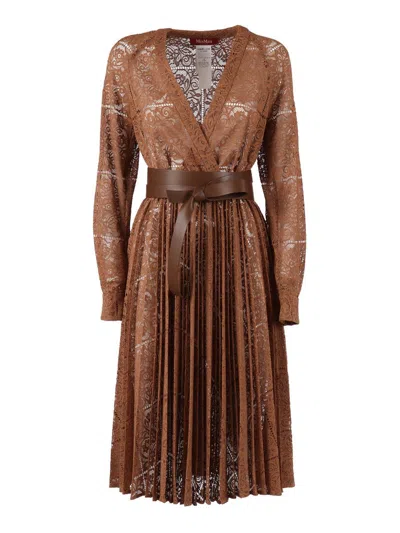 Max Mara Studio Midi Dress In Brown