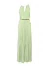 Max Mara Pleated Midi Dress With Spaghetti Straps In Green