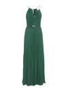 Max Mara Pleated Midi Dress With Spaghetti Straps In Green