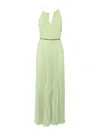 Max Mara Pleated Midi Dress With Spaghetti Straps In Green
