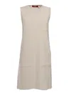 Max Mara Studio Crewneck Sleeveless Midi Dress In White