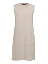 Max Mara Studio Crewneck Sleeveless Midi Dress In White