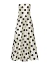 Max Mara Long Strapless Dress Polka Dots In White