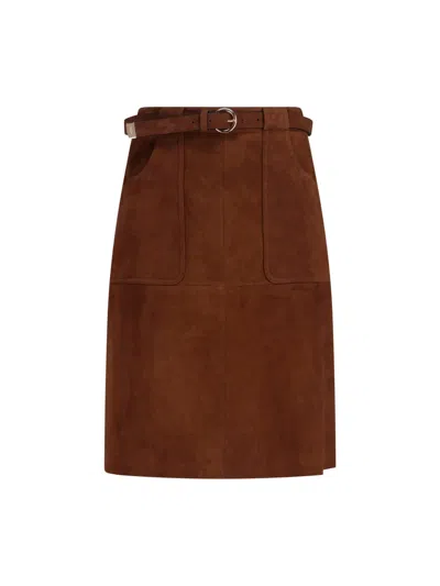 Max Mara 'studio' Midi Skirt In Brown