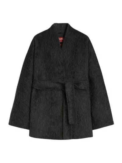 Max Mara Studio Mini Belted Wool & Alpaca Jacket In Gray