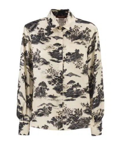 Max Mara Studio Msevetro Toile Print Shirt In Brown