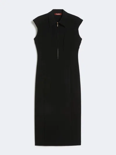 Max Mara Mstalga Collared Zip-fastening Midi Dress In Black