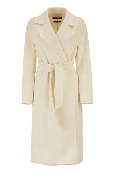 Max Mara Mstcles Wool-silk-cashmere Vestaglia Coat Coats White