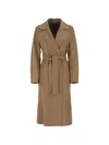 Max Mara Studio Mstcles Belted Kimono-sleeve Coat In Brown