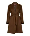 Max Mara Tan Mstdravenna Belted Wrap Coat In Brown