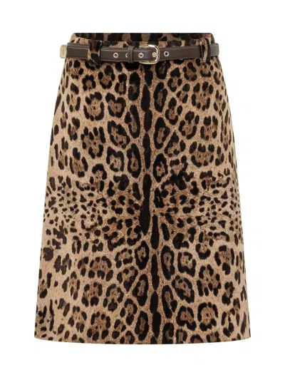 Max Mara Studio Mstfalange Cotton Leopard Print Skirt In Leopardo