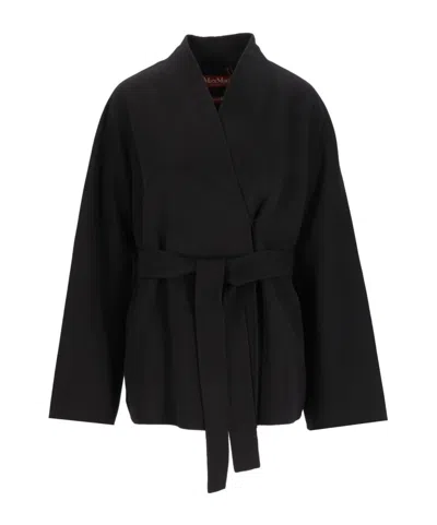 Max Mara Studio Mstforte Belted Coat In Black